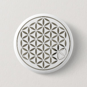 Flower Of Life 1 - Silver stamp Button