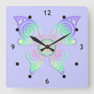 Flower of Life / Blume des Lebens - butterfly Quadratische Wanduhr