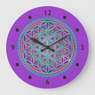 Flower Of Life / Blume des Lebens - Button VI Große Wanduhr