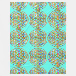 Flower Of Life / Blume des Lebens - farbiger Glanz Fleecedecke