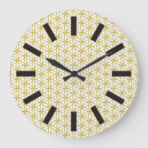Flower of Life / Blume des Lebens - gold pattern Große Wanduhr