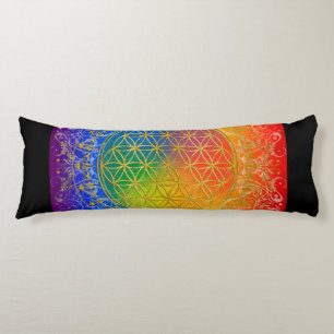 Flower Of Life / Blume des Lebens - GOLD Regenboge Seitenschläferkissen