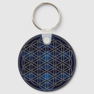 Flower of Life Blume des Lebens Navy Blue Schlüsselanhänger