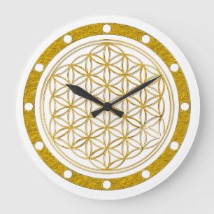 FLOWER OF LIFE - gold - clock face ring Große Wanduhr