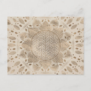 Flower of Life in Lotus Dot Art pastel golds Postkarte