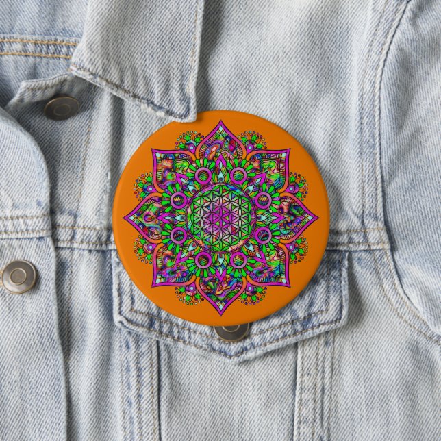 Flower Of Life - Indian Mandala 1 Button (Beispiel)