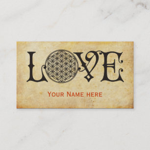 Flower Of Life - LOVE Lettern Tattoo schwarz Visitenkarte