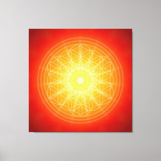 flower of life on sun mandala leinwanddruck