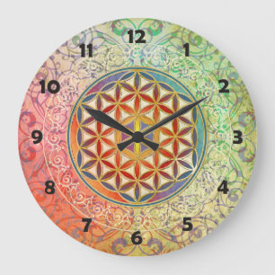 Flower of Life - Ornament I Große Wanduhr