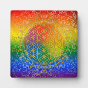 Flower of Life - Ornament Rainbow gold Fotoplatte