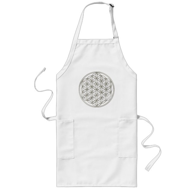 FLOWER OF LIFE - silver Lange Schürze (Vorne)