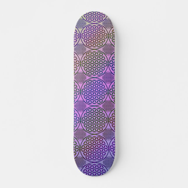 Flower of Life - stamp grunge pattern 3 Skateboard (Vorne)