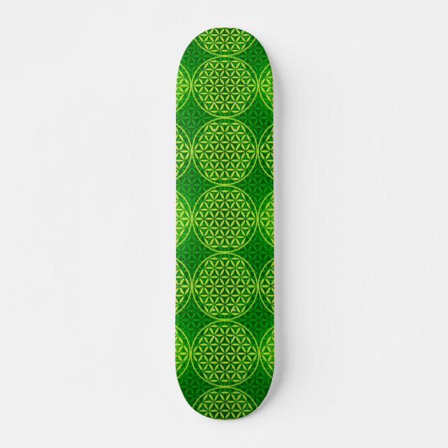 Flower of Life - stamp pattern - green Skateboard (Vorne)