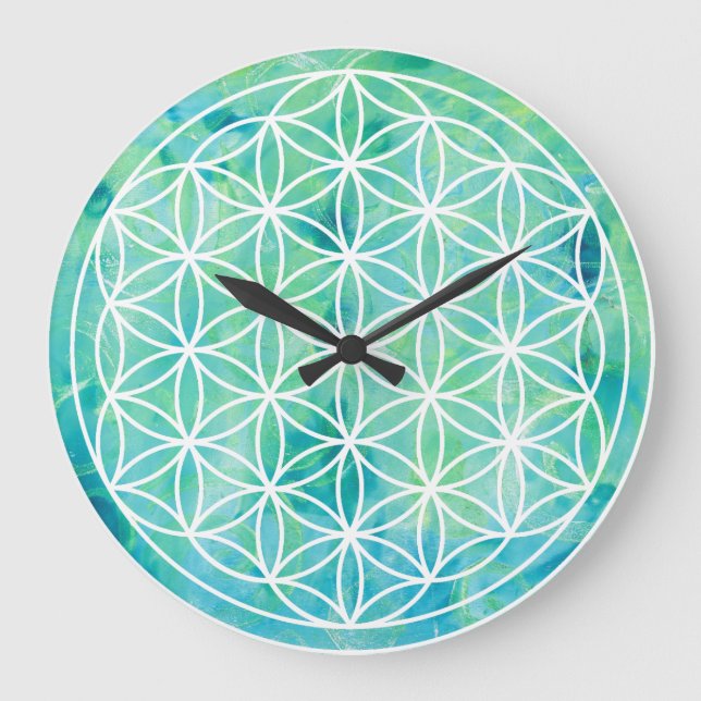 Flower of Life Turquoise 1702815 Wall Clock Große Wanduhr (Vorderseite)