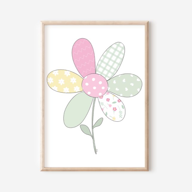  Flower on White Background Quilt Art Print Set Poster (Von Creator hochgeladen)