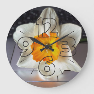 Flower over keyboard große wanduhr