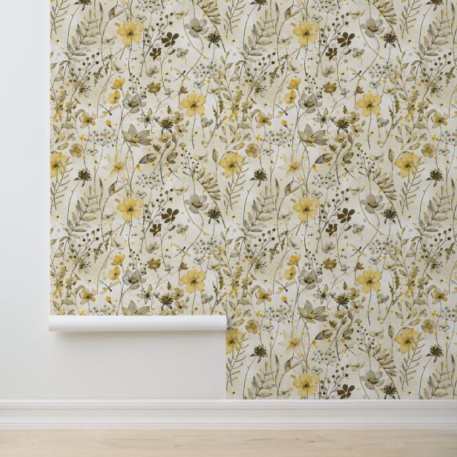 FLOWER PARADISE / yellow khaki mood  Tapete (Anwendung)