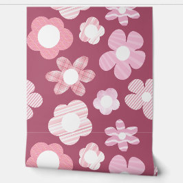 flower pattern dark pink tapete