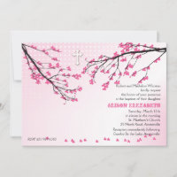 Flower Pink Branches Invitation