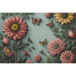 Flower Poem Postcard 5 Gewebeschneidung Seidenpapier