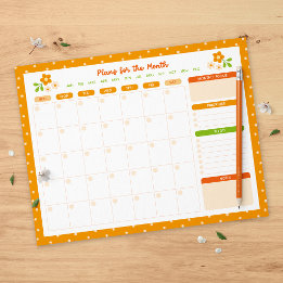 Flower Polka Dots Monthly Sunday Start Planner Notizblock