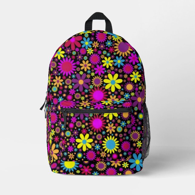 Flower Power Bedruckter Rucksack (Vorderseite)