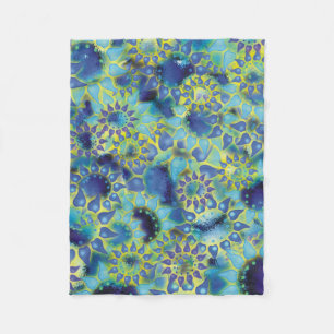 Flower Power Blaublütige Blumen Fleecedecke
