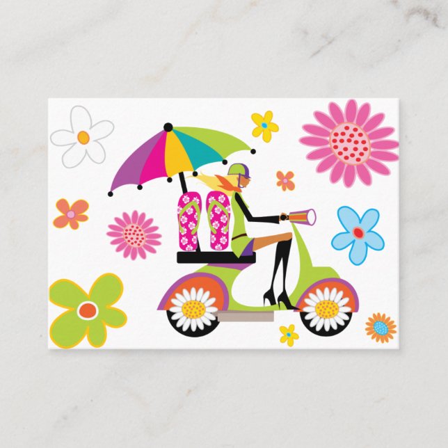 Flower Power Carte de visite Scooter Flip Flops (Devant)