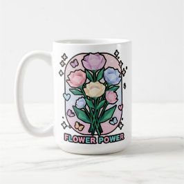 Flower Power Einfache Farbige Cartoon-Zeichnung We Kaffeetasse