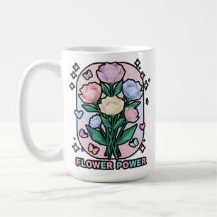 Flower Power Einfache Farbige Cartoon-Zeichnung We Kaffeetasse
