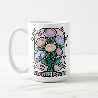 Flower Power Einfache Farbige Cartoon-Zeichnung We Kaffeetasse