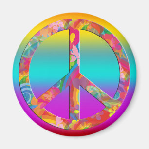 Flower Power Frieden farbige Linien Magnet