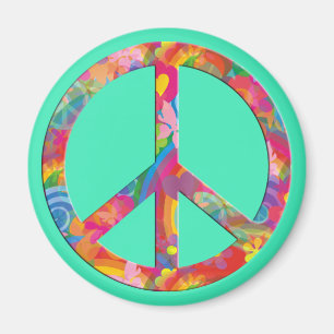 Flower Power Frieden   Minze Magnet