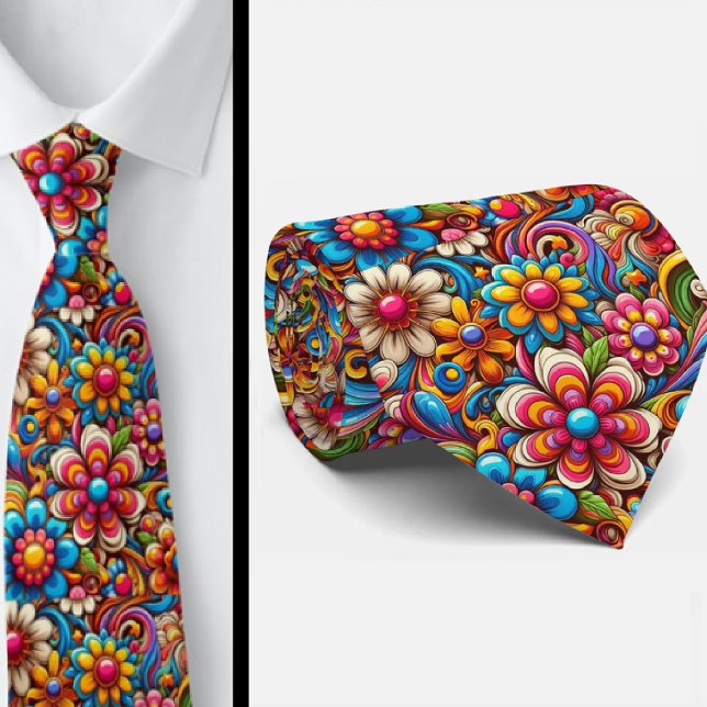 Flower Power Hippie-Schlips Krawatte (Von Creator hochgeladen)