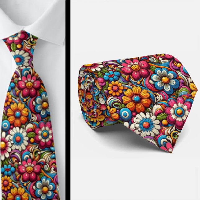 Flower Power Hippie Schlips Krawatte (Von Creator hochgeladen)