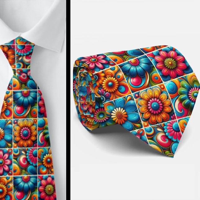 Flower Power Hippie Schlips Krawatte (Von Creator hochgeladen)