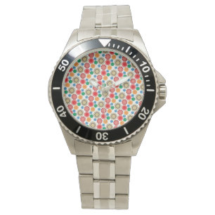 Flower Power in Reihen 002 Armbanduhr