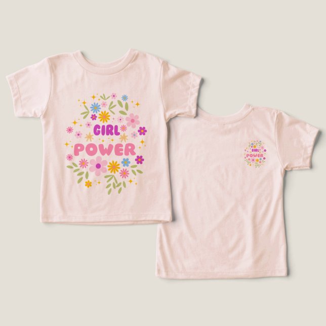 Flower Power "Mädchenpower" Kleinkind- und Jugend- (Design Vorderseite & Rückseite)