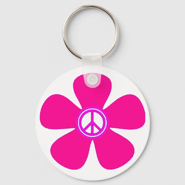 Flower Power Peace Sign Schlüsselanhänger (Vorderseite)