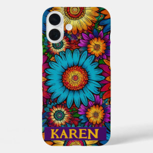 Flower Power Psychedelisches Retro 60er Hippie-Ges iPhone 16 Plus Hülle