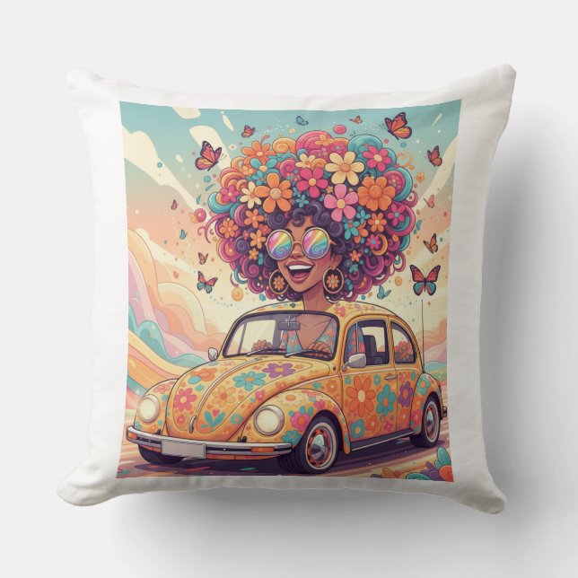 Flower Power Ride Wurfkissen Kissen (Vorderseite)
