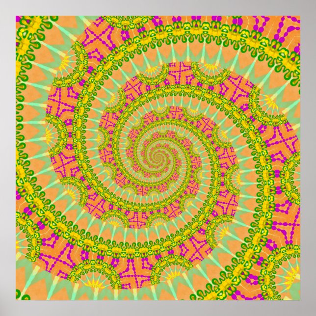 Flower Power Spirale SONNIG Poster (Vorne)