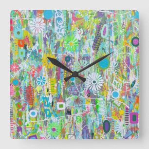 Flower Power Wanduhr