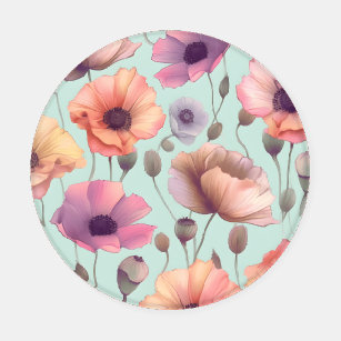 Flower power with pastel poppy patterns untersetzer set