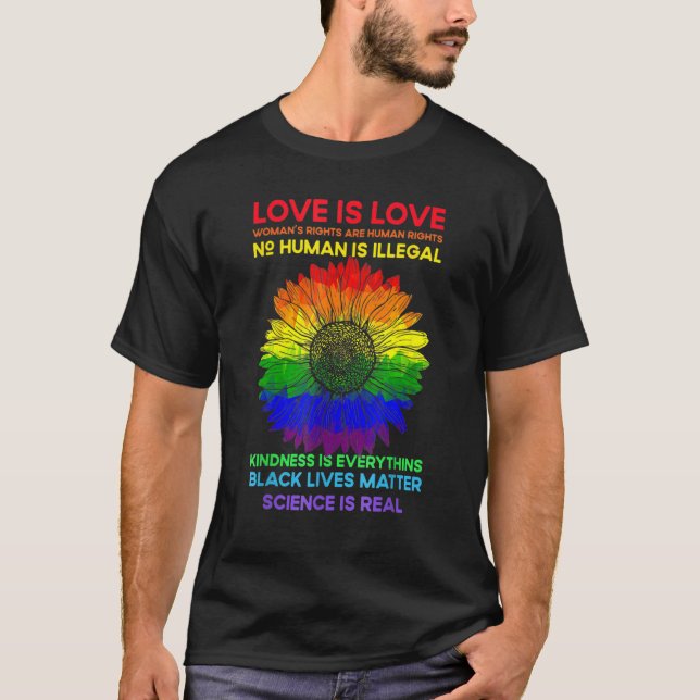 Flower Rainbow Human Black Lives Rights Science Lg T-Shirt (Vorderseite)
