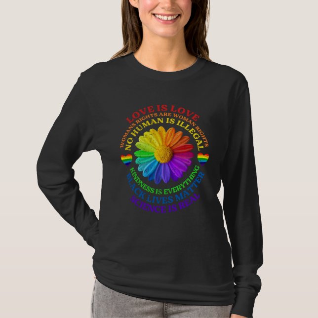 Flower Rainbow Human Black Lives Rights Science LG T-Shirt (Vorderseite)