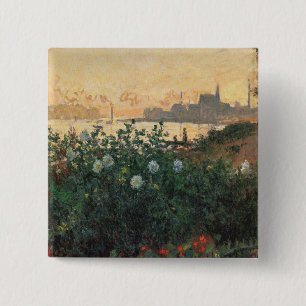 Flower Riverbank, Argenteuil - Claude Monet - c1 Button