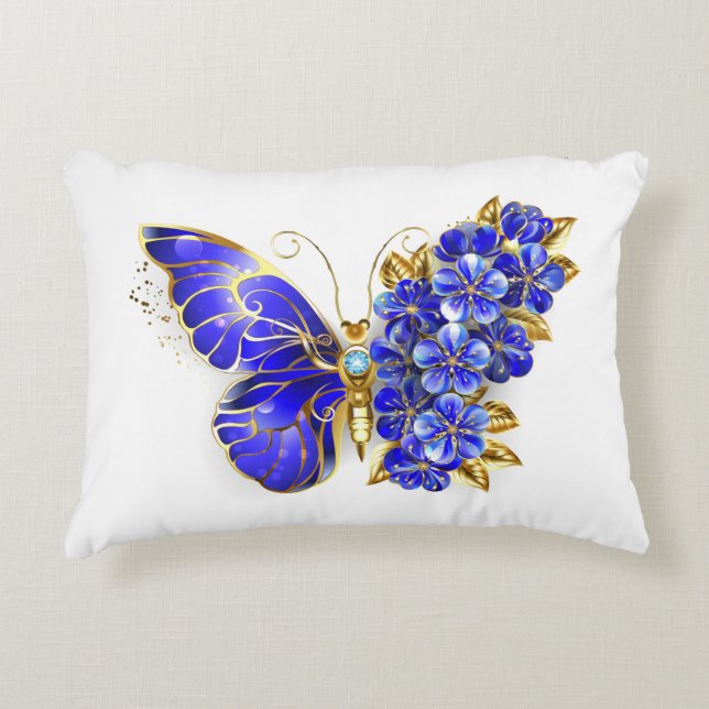 Flower Sapphire Butterfly Dekokissen (Vorderseite)