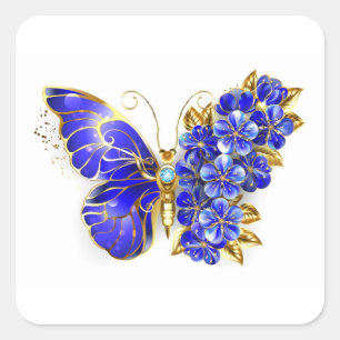 Flower Sapphire Butterfly Quadratischer Aufkleber