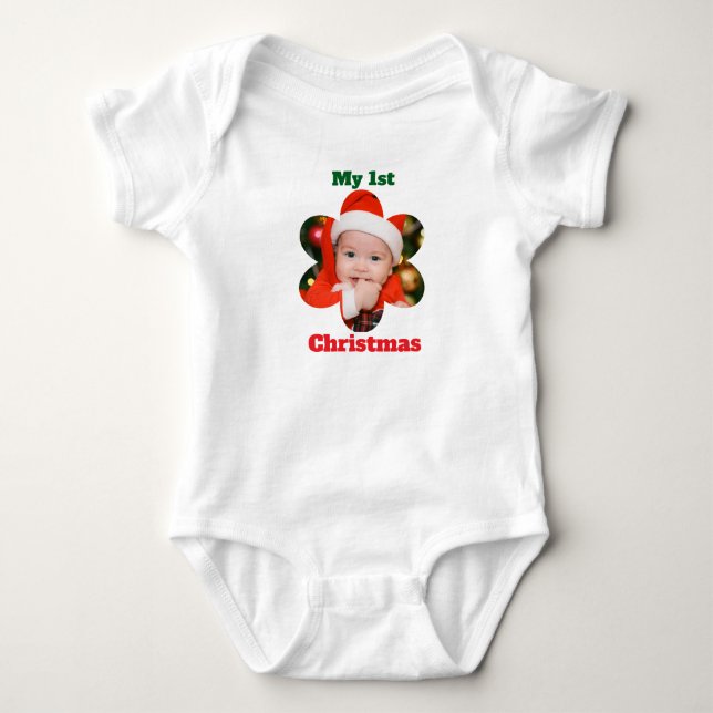 Flower Shape My 1st Christmas Photo Baby Strampler (Vorderseite)